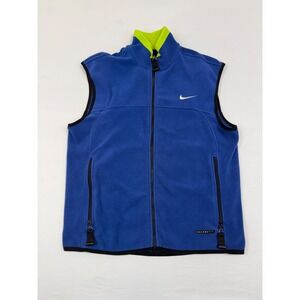 Y2K Nike ACG Therma-Fit Fleece Vest Men's Medium Blue Neon Green Thermal Layer 2